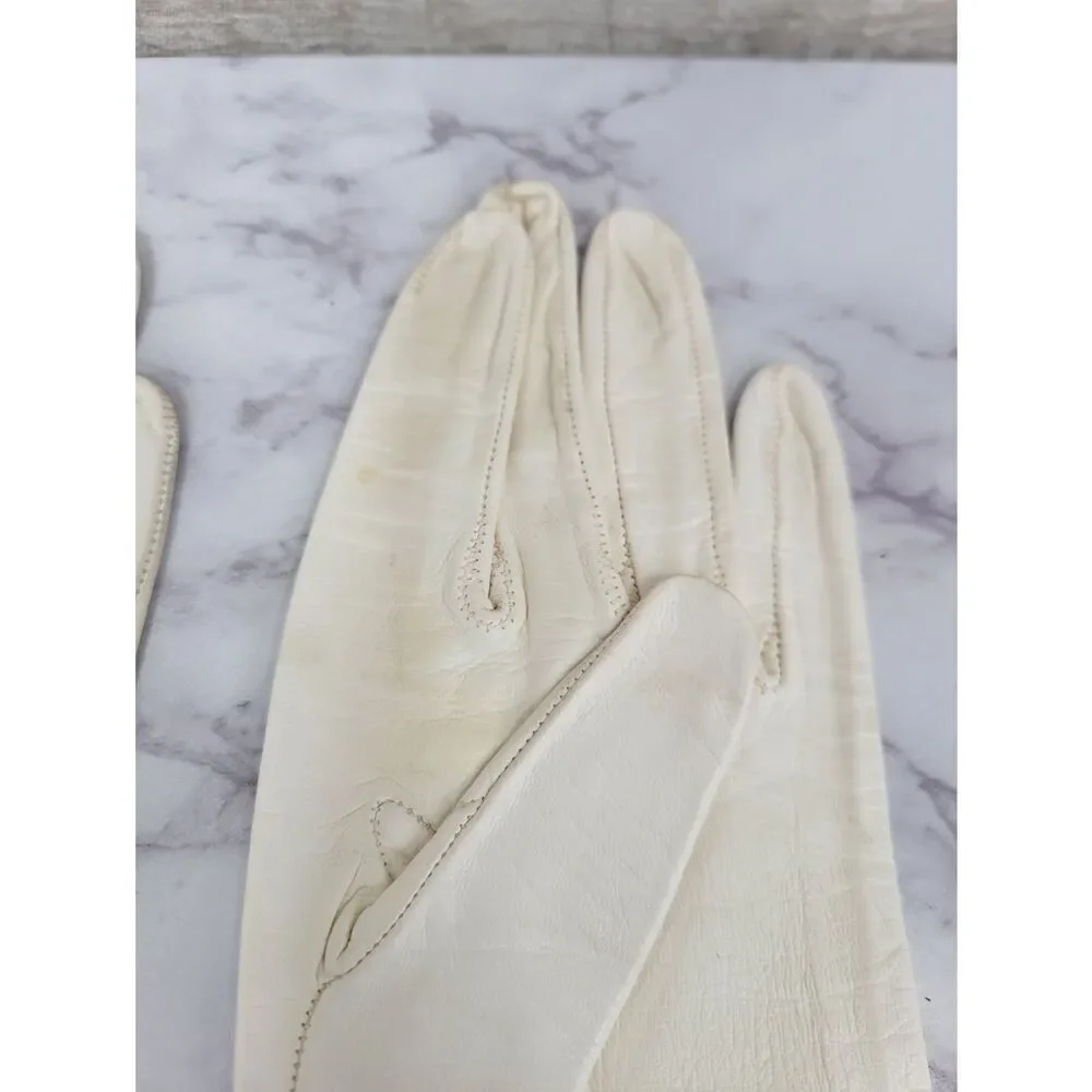 Lavabile Vintage 50s Long Ivory White Leather Gloves